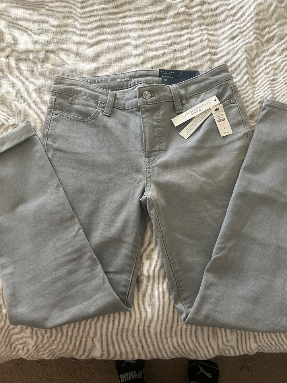 Talbots Slim Ankle Jeans in Light Gray